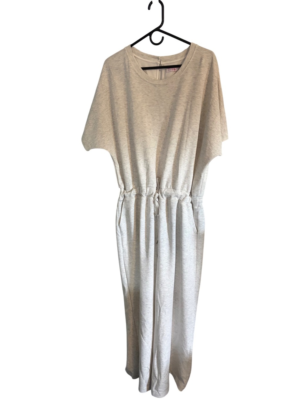 Discount Divas Boutique 2XL Light Gray Drawstring Waist Scuba Knit Jumpsuit